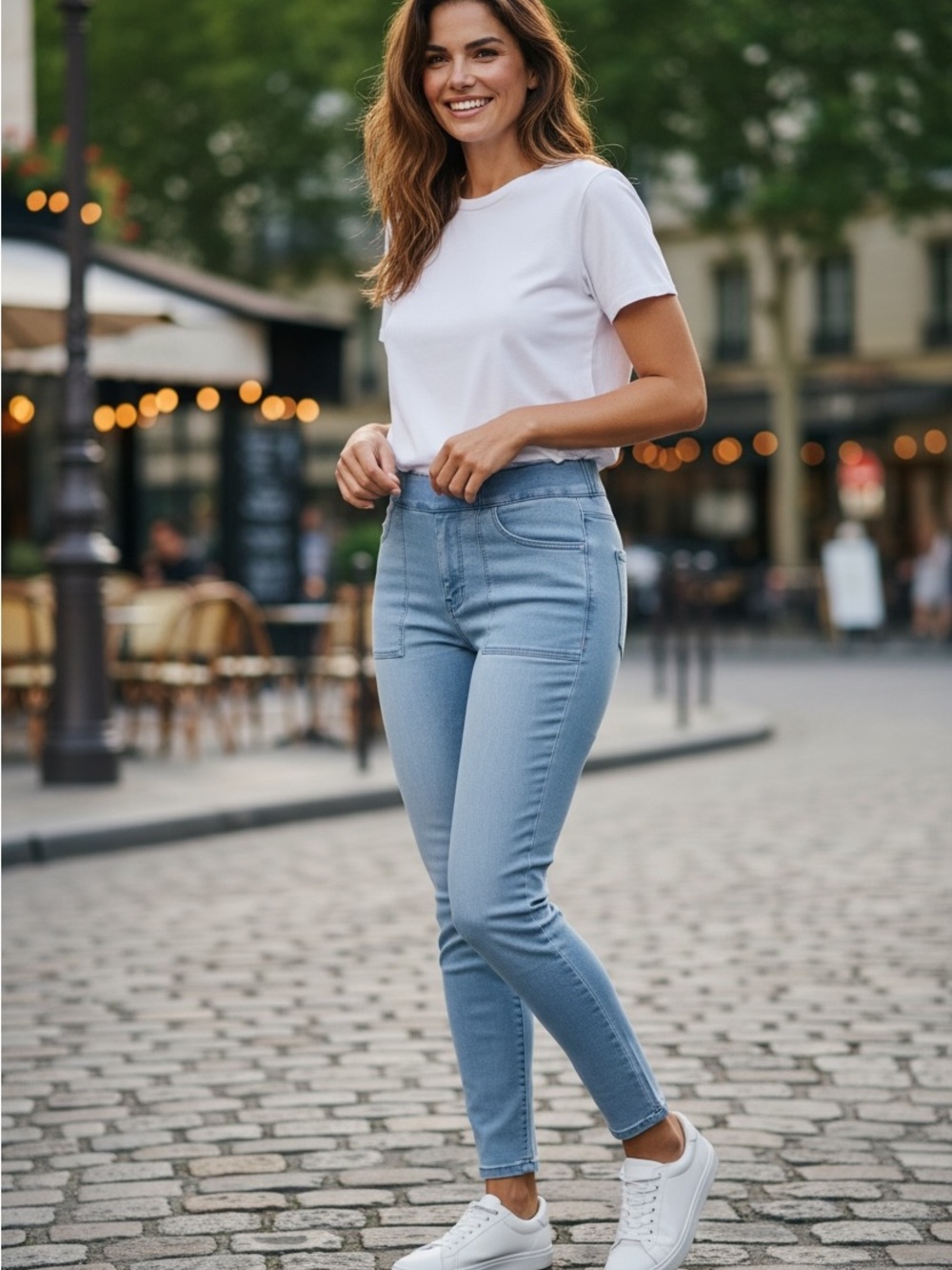 Halara XL Light Wash Pull-On Stretch Denim Jeggings High Rise Blue Pants
